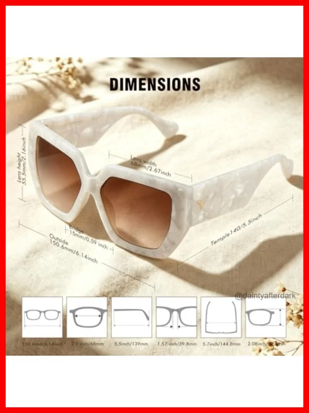 Oversized Square Acetate Sunglasses Women UV400 Retro Trendy Driving